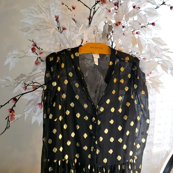 H&M Dresses & Skirts - H&M black and gold dots dress  Size M